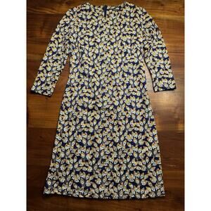 J. McLaughlin Women’s Navy Orange Long Sleeve Sophia Shift Dress Sz XS